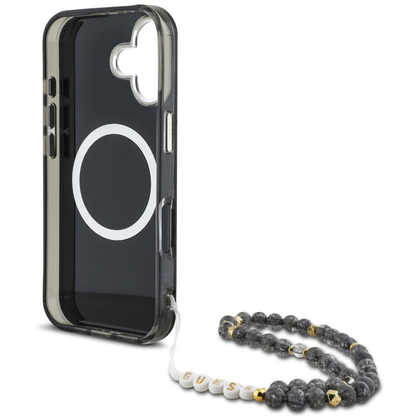 Etui Guess Palm Trees Triangle Pearl     Strap MagSafe do iPhone 16 czarny