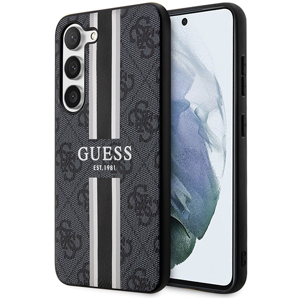 GUESS GUHCS23SP4RPSK S23 S911 BLACK/BLACK HARDCASE 4G PRINTED STRIPE