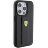 Etui Ferrari Grip Stand Metal Logo na iPhone 15 Pro Max - czarne