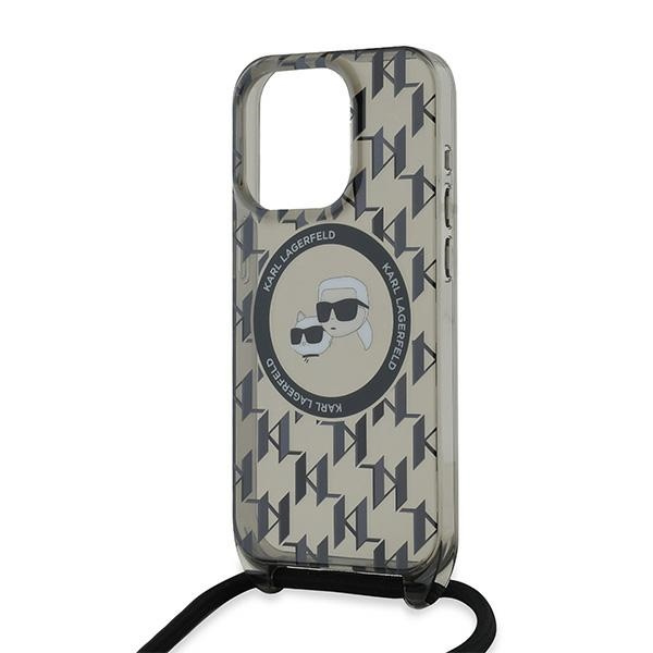 KARL LAGERFELD KLHMP15XHCKCKLCK IPHONE 15 PRO MAX 6.7" BLACK/BLACK HARDCASE IML CROSSBODY MONOGRAM KARL & CHOUPETTE HEAD MAGSAFE