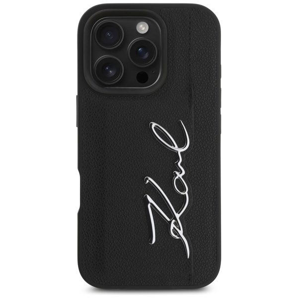 Etui Karl Lagerfeld HC Grained PU         Cardslot Metal Signature do iPhone 16 Pro czarny
