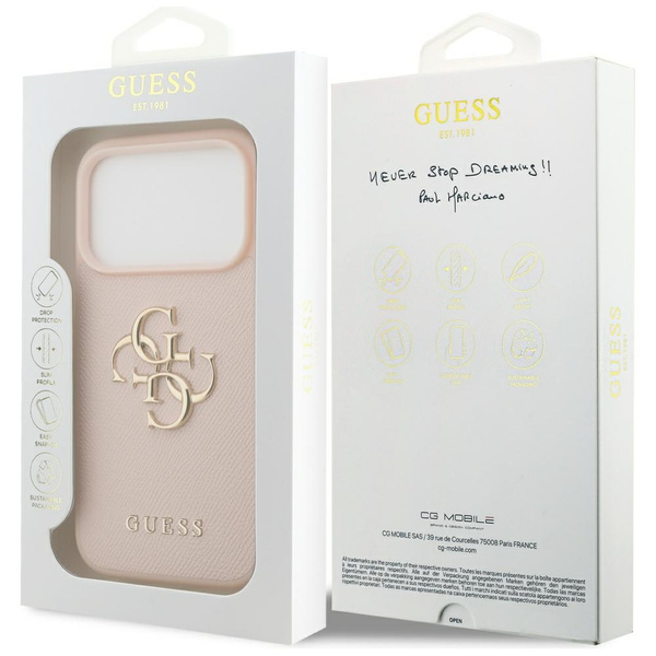 Etui Guess Grained Big 4G & Classic Logo do iPhone 17 Pro różowy