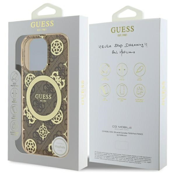 Guess GUHMP16LH4PYEEW iPhone 16 Pro6.3" brązowy/brown hardcase IML Peony On 4G Background MagSafe