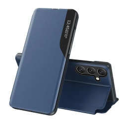 Eco Leather View Case for Samsung Galaxy S25 with a Flip Stand - Blue