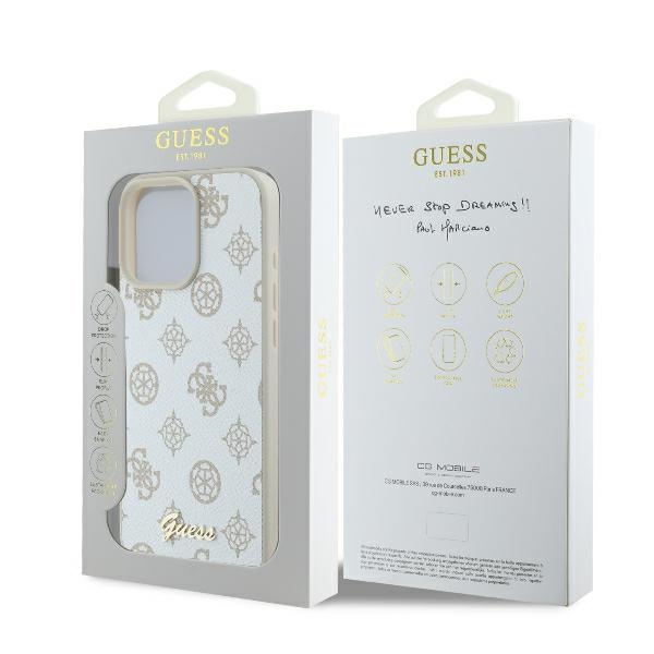 Guess GUHMP16LPGPYSH iPhone 16 Pro6.3" biały/white hardcase Peony Script Logo MagSafe