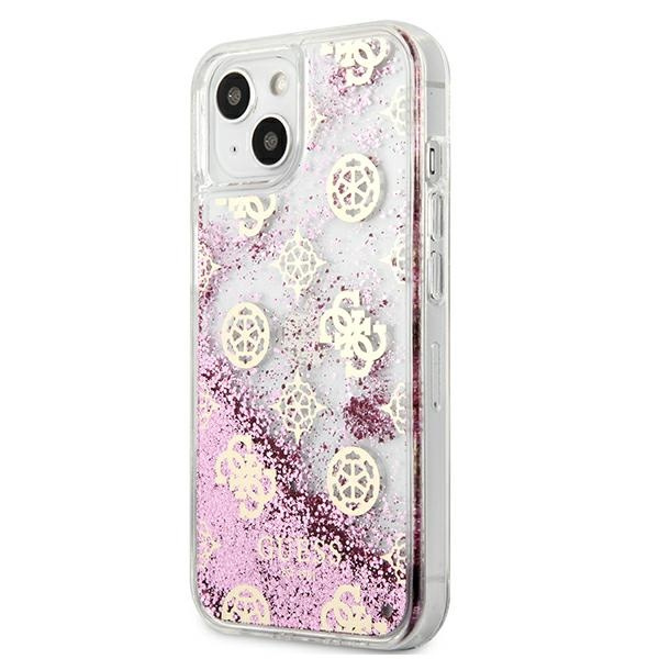 Guess GUHCP13SLGPEPI iPhone 13 mini 5,4"różowy/pink hardcase Peony Liquid Glitter