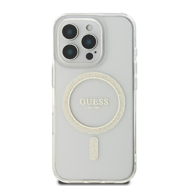 Guess GUHMP16LHFGERET iPhone 16 Pro6.3" przeźroczysty/transparent hardcase IML Glitter Circle MagSafe