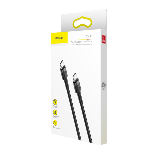 Baseus kabel Cafule PD 2.0 USB-C - USB-C 1,0m 3A szaro-czarny 60W