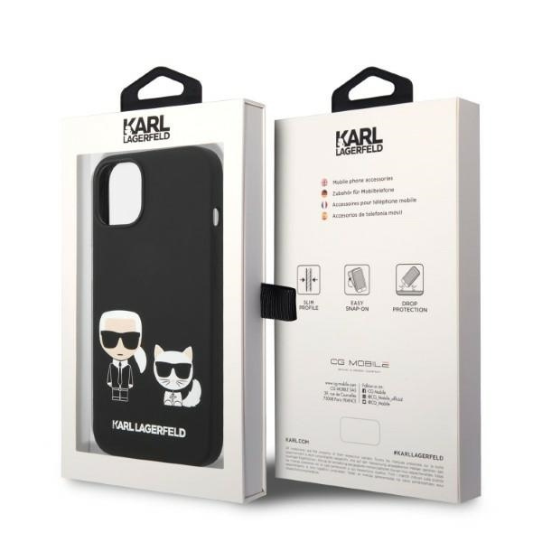 KARL LAGERFELD KLHMP14SSSKCK IPHONE 14/15/13 6.1 "HARDCASE CZARNY / BLACK LIQUID SILICONE KARL & CHUPETTE MAGSAFE