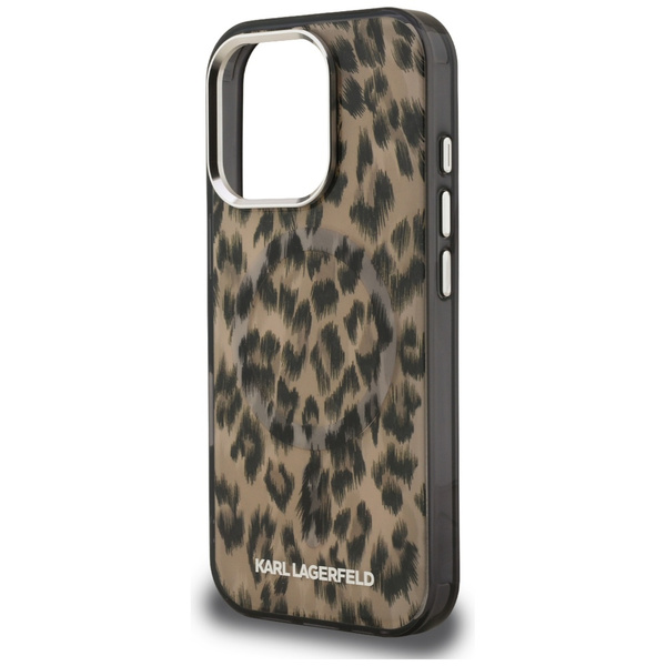 Etui Karl Lagerfeld IML Leopard Pattern  MagSafe do iPhone 16 Pro brązowy