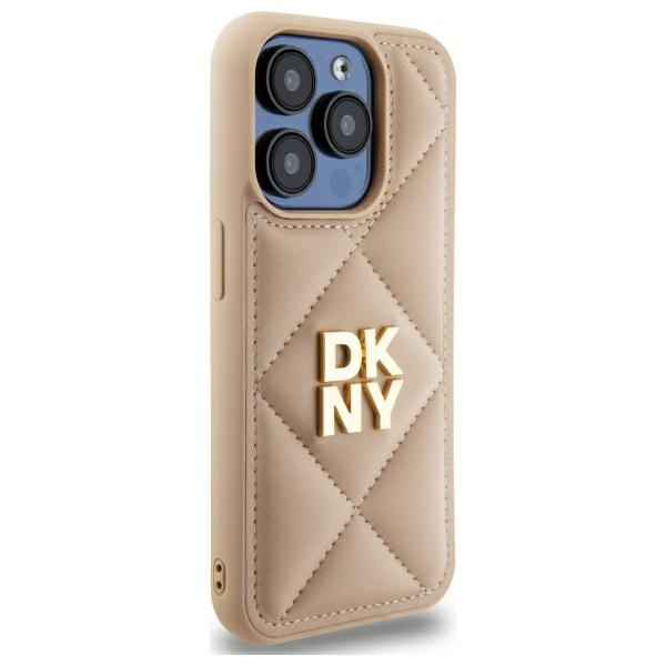 DKNY DKHCP15LPQDSLE iPhone 15 Pro 6.1"   beżowy/beige Quilted Stack Logo