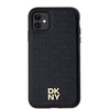 DKNY DKHMN61PSHRPSK iPhone 11 / Xr 6.1"czarny/black hardcase Leather Monogram Pattern Metal Logo MagSafe