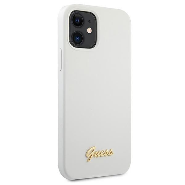 Guess GUHCP12SLSLMGWH iPhone12 mini 5,4" biały/white hardcase Metal Logo Script