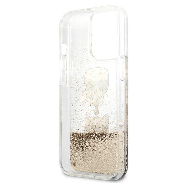 KARL LAGERFELD KLHCP13XKICGLD IPHONE 13 PRO MAX 6,7" ZŁOTY/GOLD HARDCASE LIQUID GLITTER KARL&CHOUPETTE HEAD