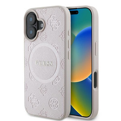 Guess GUHMP16MPSAPSMEP iPhone 16 Plus6.7" różowy/pink hardcase Saffiano Peony Classic Logo MagSafe