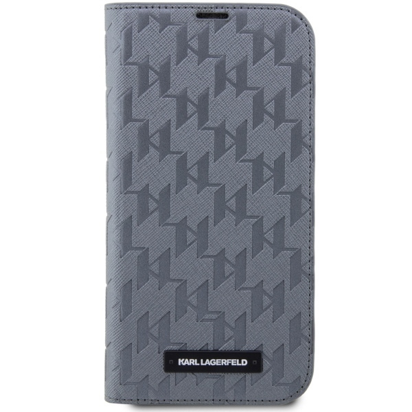 Etui Karl Lagerfeld Saffiano Monogram na iPhone 14 Pro Max - srebrne