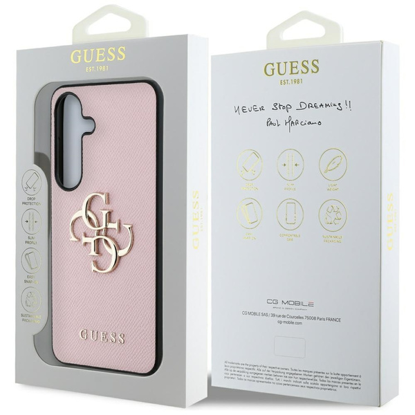 Etui Guess Grained Big 4G Logo Small Classic Logo do Samsung Galaxy S25+ różowy