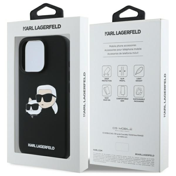 Karl Lagerfeld KLHMP16LSKCHPPLK iPhone 16 Pro czarny/black HC MagSafe Sil Double Heads Print