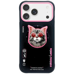 Etui Nimmy Glasses Cool Cat MagSafe do iPhone 17 Pro Max czarno różowy