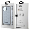 Etui Karl Lagerfeld Saffiano Monogram Chain na iPhone 14 - srebrne