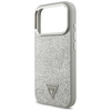 Etui Guess Glitter Triangle Logo MagSafe do iPhone 17 Pro srebrny
