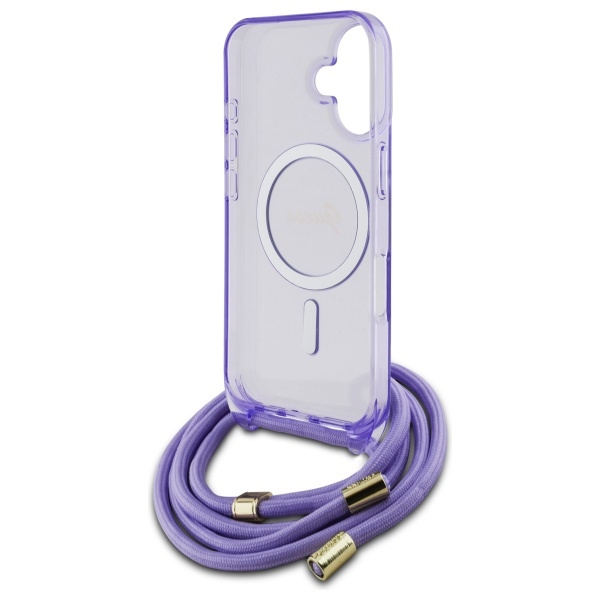 Guess GUHMP16SHCTSGNSU iPhone 16 6.1"    fioletowy/purple hardcase Crossbody Cord Script MagSafe