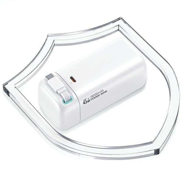 USAMS Powerbank ze zwijanym kablem USB-C Retractable 18000 mAh PD45W Fast Charge XMF Series czarny/black 20KCD21601 (US-CD216)