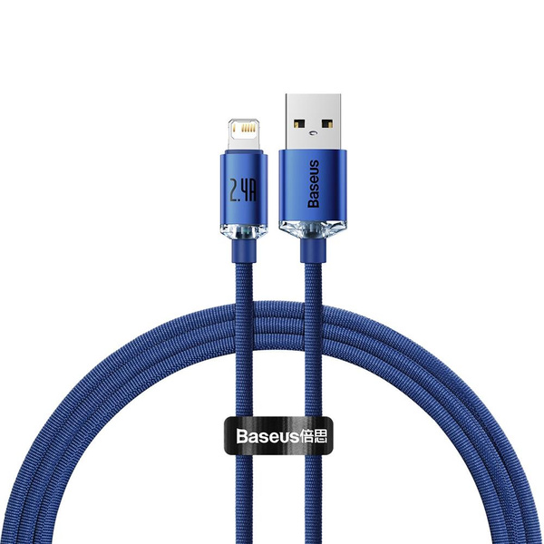 Baseus Crystal Shine Series cable USB cable for fast charging and data transfer USB Type A - Lightning 2.4A 1.2m blue (CAJY000003)