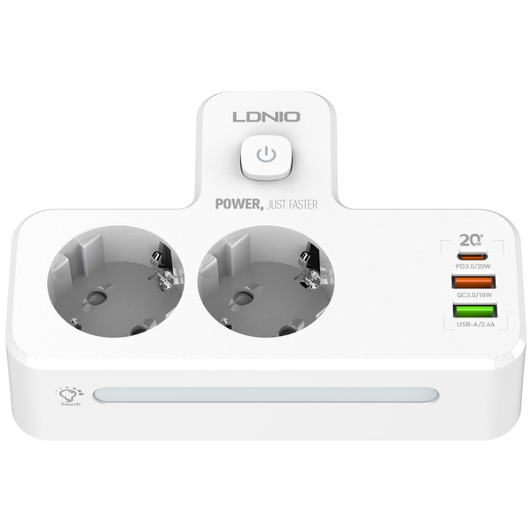 Listwa zasilająca Beline                 z podświetleniem LED 2xUSB-A/USB-C/2xAC biały