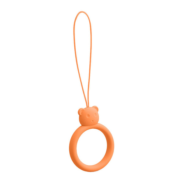 SILICONE PHONE LANYARD RING BEAR ORANGE