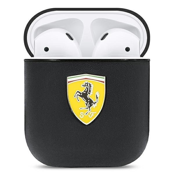 Etui Ferrari On Track Leather na AirPods 1/2 - czarne