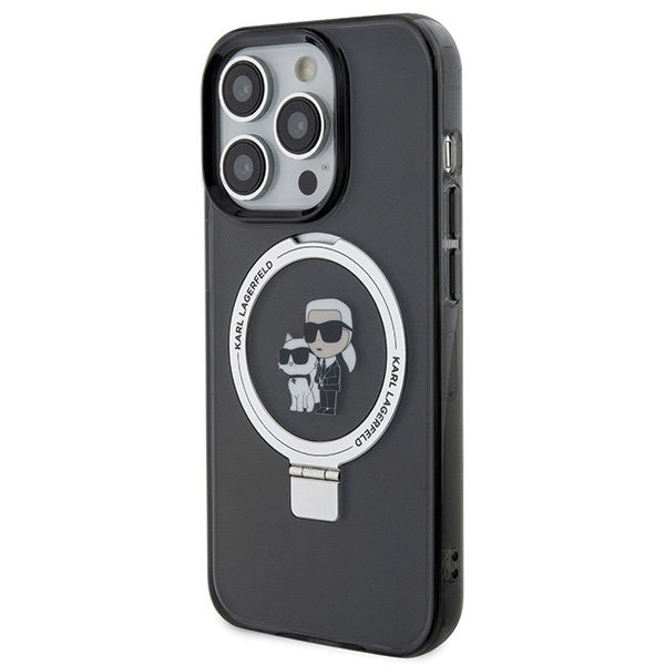 Etui Karl Lagerfeld Ring Stand Karl&Choupettte MagSafe do iPhone 15 Pro Max - czarne