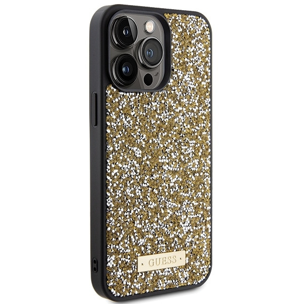 GUESS GUHCP15LPFGSBSD IPHONE 15 PRO 6.1" ŻÓŁTY/YELLOW HARDCASE RHINESTONE METAL LOGO