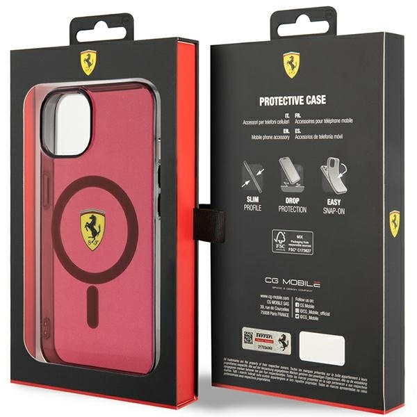 Etui Ferrari Translucent MagSafe na iPhone 14 - czerwone