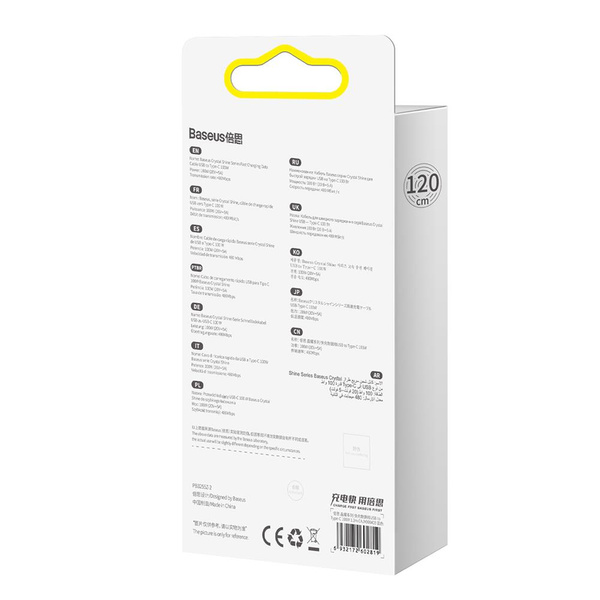 Baseus Crystal Shine Series cable USB cable for fast charging and data transfer USB Type A - USB Type C 100W 1.2m blue (CAJY000403)