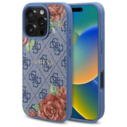 Guess GUHMP16SP4ROPEMCB iPhone 16 6.1"   niebieski/blue hardcase 4G Flowers Print MagSafe