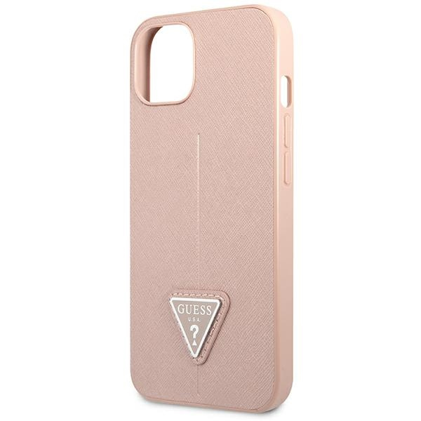 Guess GUHCP14SPSATLP iPhone 14 / 15 / 13 6.1" różowy/pink hardcase SaffianoTriangle Logo