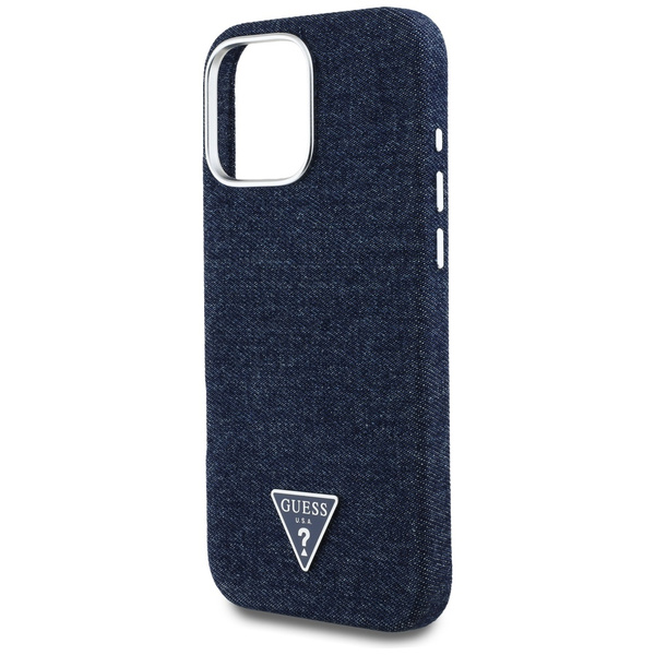 Etui Guess Denim Triangle Logo MagSafe   do iPhone 16 Pro Max niebieski