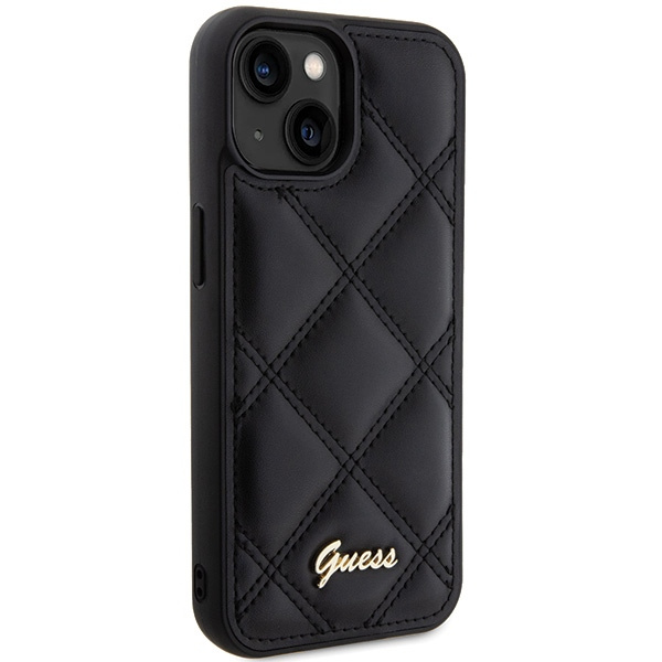 Guess GUHCP15SPSQSQSK iPhone 15 / 14 / 13 6.1" czarny/black hardcase Quilted Metal Logo