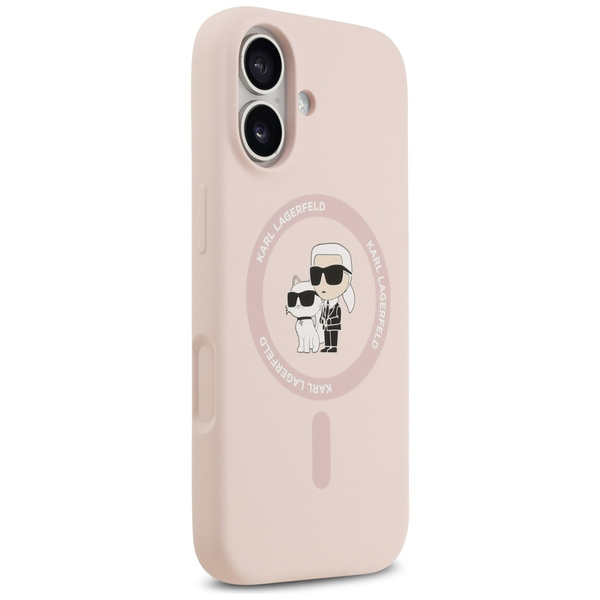 Etui Karl Lagerfeld Silicone             Karl&Choupette Ring MagSafe do iPhone 17 różowy