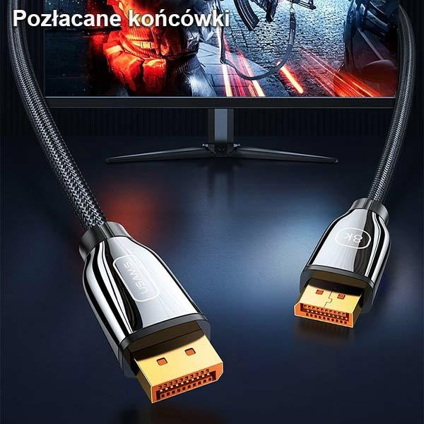 USAMS Kabel DP do DP - Display Port 3.0m 8K HD czarny/black  SJ533DP01 (US-SJ533)