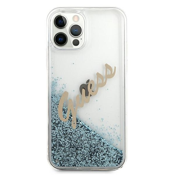 Guess GUHCP12LGLVSBL iPhone 12 Pro Max6,7" niebieski/blue hardcase Glitter Vintage Script