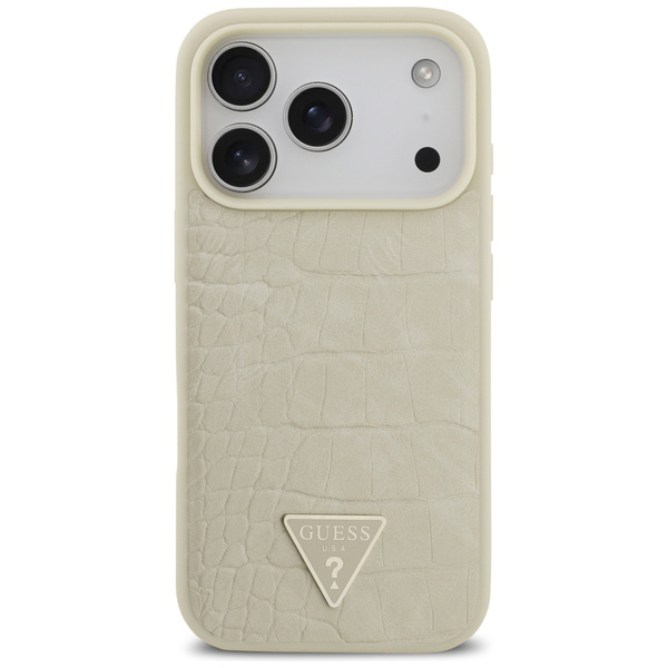 Etui Guess Croco Triangle Logo MagSafe   do iPhone 17 Pro złoty