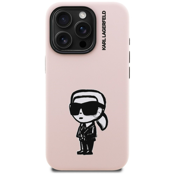 Etui Karl Lagerfeld Silicone Karl Sketch MagSafe do iPhone 16 Pro różowy