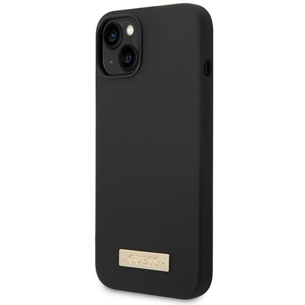 Guess GUHMP14MSBPLK iPhone 14 Plus/ 15 Plus 6.7" czarny/black hard case Silicone Logo Plate MagSafe