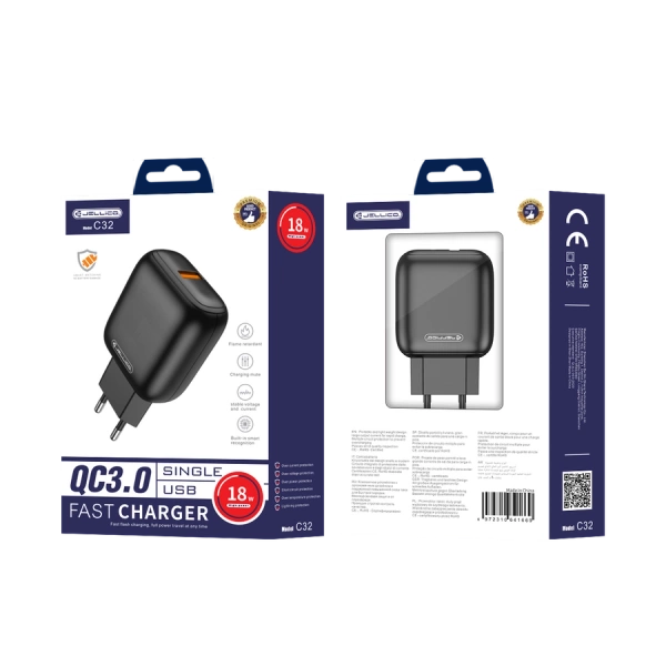 JELLICO ładowarka sieciowa C32 18W 1xUSB QC3.0 Czarny