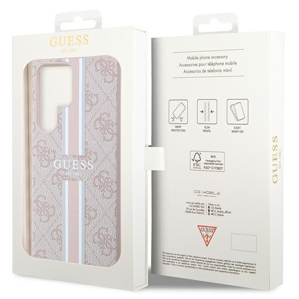 Guess GUHCS23LP4RPSP S23 Ultra S918różowy/pink hardcase 4G Printed Stripe
