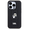 Karl Lagerfeld Gripstand Saffiano Karl&amp;Choupette Pins case for iPhone 13 Pro / 13 - black