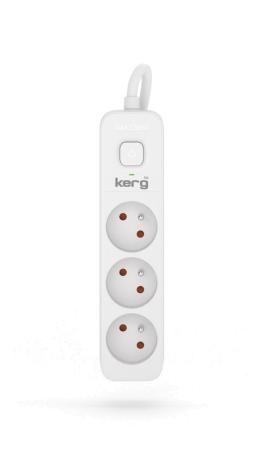 KERG M02375 EXTENSION CORD WITH SWITCH 3 SOCKETS 10A 2300W CABLE 1.5M WHITE-GRAY
