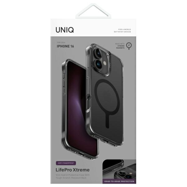 UNIQ etui LifePro Xtreme iPhone 16 6.1"  Magclick Charging czarny/frost smoke